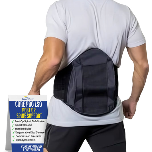 Brace Align Core Pro LSO Back Brace - Adjustable Lumbar Sacral Orthosis with 6:1 Pulley Compression & Custom Panels L0650 L0637